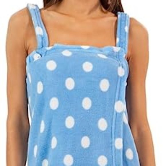 Blue Star Fleece Shower Wrap Tank Bathrobe Soft Comfortable One Size Fits Most - Picture 4 of 11